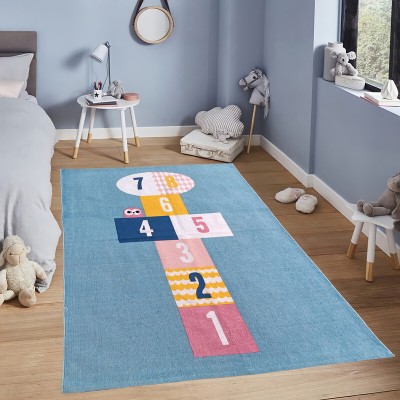 budhraj rugs Blue Cotton Area Rug(3 ft,  X 4 ft, Rectangle)