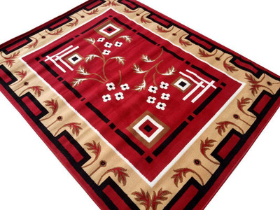 ALAMRUGS 145 cm  X 200 cm Synthetic Carpet(Rectangle, Red)