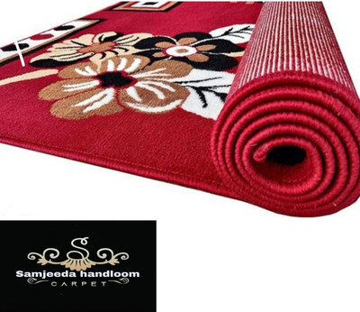 Samjeeda Handloom carpets Red Acrylic Carpet(150 cm,  X 210 cm, Rectangle)