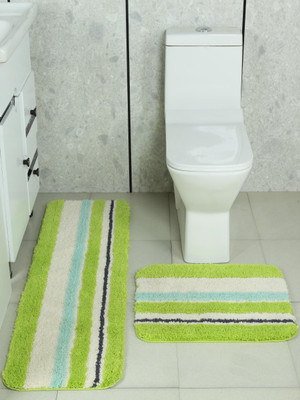 Saral Home Green, Grey Polyester Runner(40 cm,  X 100 cm, Rectangle)