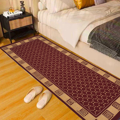 RUSTIC LINEN Maroon, Beige Cotton Runner(56 cm,  X 139 cm, Rectangle)