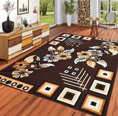 Samjeeda Handloom carpets Brown Acrylic Carpet(5 cm,  X 7 cm, Rectangle)