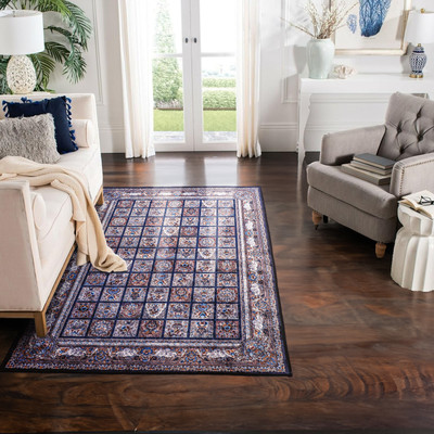 STATUS Dark Blue Velvet Carpet(90 cm,  X 150 cm, Rectangle)