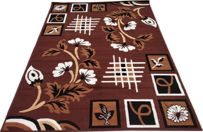 Sana Carpet Brown Silk Carpet(5 ft,  X 7 ft, Rectangle)