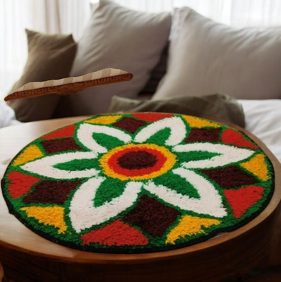 varsha tex Multicolor Cotton Area Rug(60 cm,  X 60 cm, Circle)