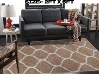 SR Handloom Beige Polyester Carpet(2 ft,  X 5 ft, Rectangle)