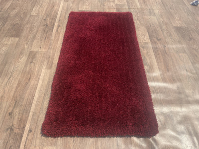 Shag Weaving Maroon Polyester Runner(2 ft,  X 6 ft, Rectangle)