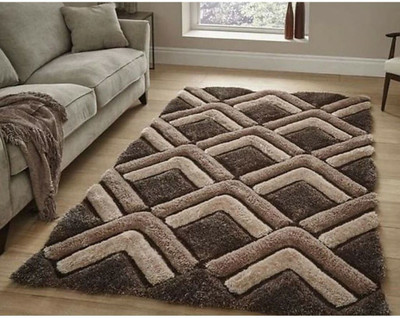 RM Handloom Brown Polyester Carpet(2 cm,  X 6 cm, Rectangle)