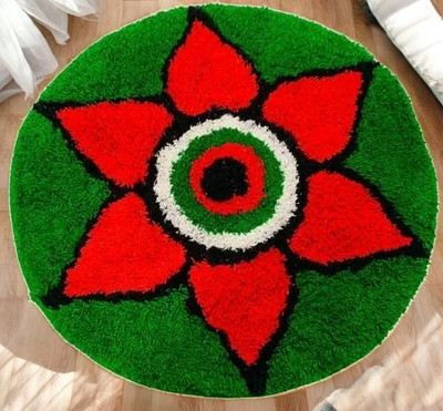 Rylie Multicolor Cotton Area Rug(60 cm,  X 60 cm, Circle)