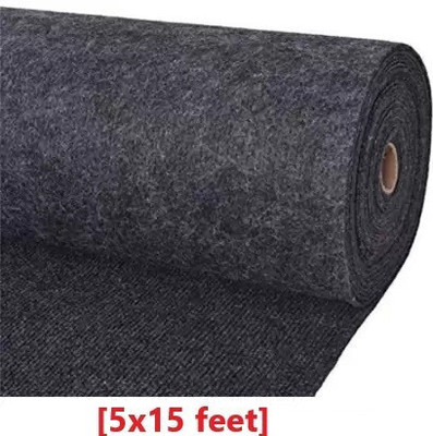 Acarpet Black, Grey Synthetic Carpet(5 ft,  X 15 ft, Rectangle)