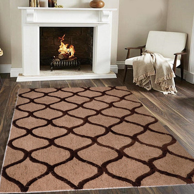 Woolpik Beige Polyester Carpet(3 cm,  X 5 cm, Rectangle)