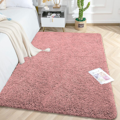 Ra handloom carpet Pink Polyester Carpet(120 cm,  X 180 cm, Rectangle)