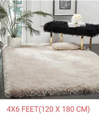 KAYNAT CARPET White Polyester Carpet(4 Feet,  X 6 Feet, Rectangle)