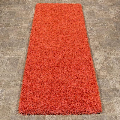 Shag Weaving Orange Polyester Area Rug(2 ft,  X 4 ft, Rectangle)