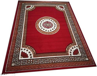 Ra carpet handloom Red Velvet Carpet(5 cm,  X 7 cm, Rectangle)