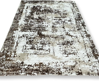 IP FASHION 155 cm  X 210 cm Silk Carpet(Rectangle, Brown, White)