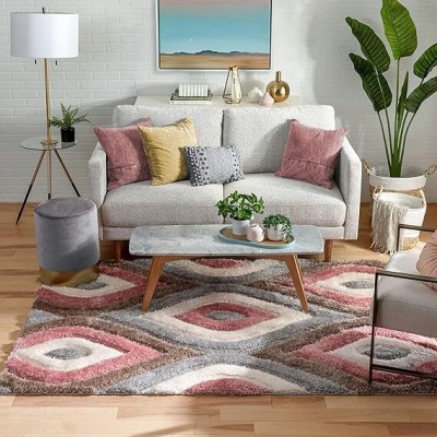 Tanzila Pink, Brown, Grey Polyester Area Rug(120 cm,  X 180 cm, Rectangle)