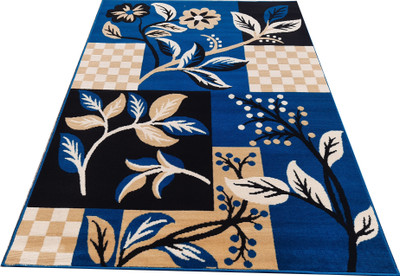 Shag Weaving Blue Acrylic Carpet(4 ft,  X 5 ft, Rectangle)
