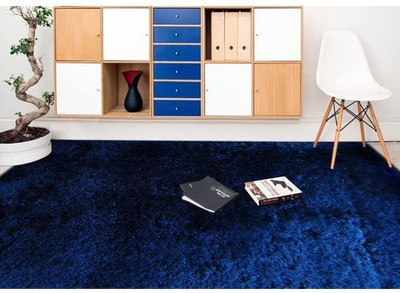 TAHNOORCARPET Dark Blue Polyester Carpet(90 cm,  X 150 cm, Rectangle)