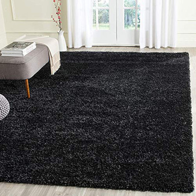 BhCarpet Black Polyester Carpet(3 ft,  X 5 ft, Rectangle)