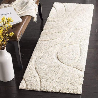 TAHNOORCARPET White Polyester Runner(60 cm,  X 120 cm, Rectangle)