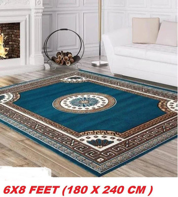 KAYNAT CARPET Blue Acrylic Carpet(6 Feet,  X 8 Feet, Rectangle)