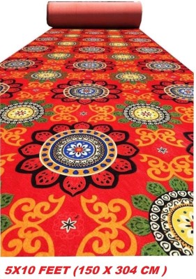 AyanCarpets Red, Gold Nylon Carpet(5 cm,  X 10 cm, Rectangle)