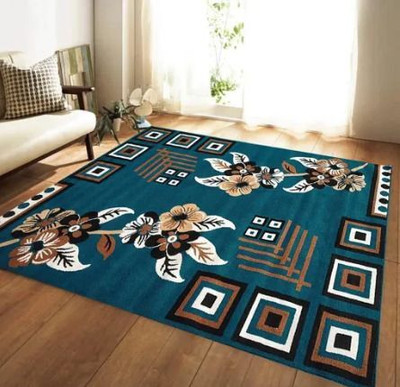 Zamarug 150 cm  X 210 cm Polyester Carpet(Rectangle, Blue)