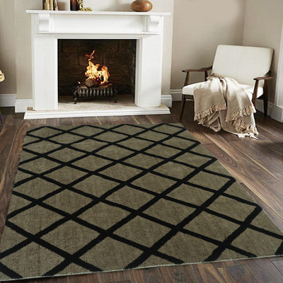 Woolpik Grey Polyester Carpet(5 cm,  X 7 cm, Rectangle)