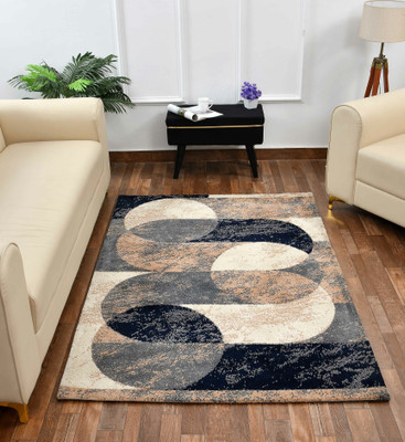 PRESTO BAZAAR Blue Polyester Carpet(4 ft,  X 6 ft, Rectangle)