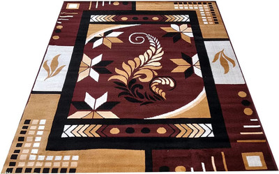 R CARPETS Brown Silk Carpet(6 ft,  X 8 ft, Rectangle)