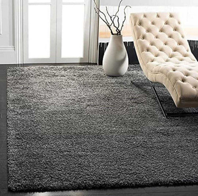 Acarpet Black, Grey Polyester Carpet(150 cm,  X 210 cm, Rectangle)