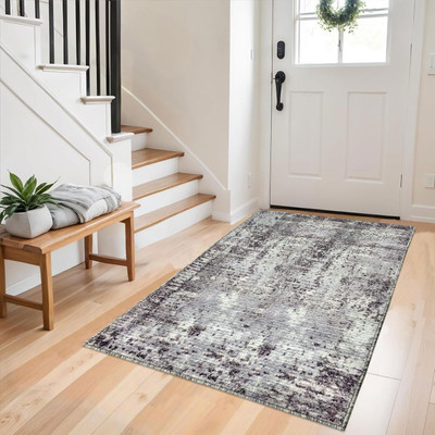 Acarpet Grey Polyester Carpet(90 cm,  X 150 cm, Rectangle)