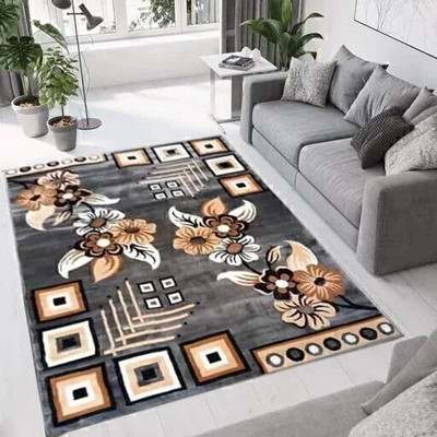 BhCarpet 5 ft  X 7 ft Acrylic Carpet(Rectangle, Grey)