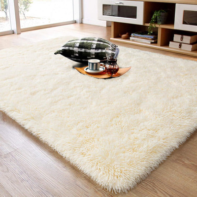 KAYNAT CARPET White, Beige, White Polyester Carpet(150 cm,  X 210 cm, Rectangle)