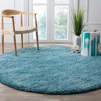 shopgallery Blue Polyester Carpet(122 cm,  X 122 cm, Circle)