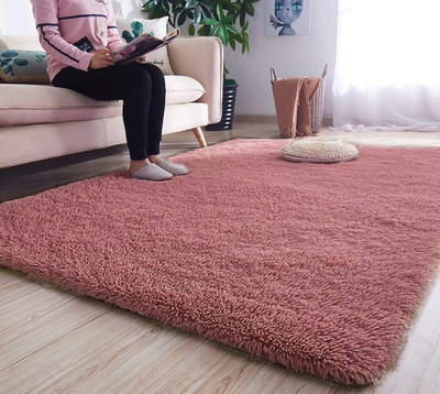 Shag Weaving Pink Polyester Runner(60 cm,  X 180 cm, Rectangle)