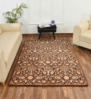 PRESTO BAZAAR Brown Polyester Carpet(4 ft,  X 6 ft, Rectangle)