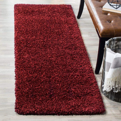 Shag Weaving Red Polyester Area Rug(2 ft,  X 4 ft, Rectangle)