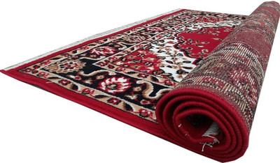 Samjeeda Handloom carpets Red Acrylic Carpet(5 cm,  X 7 cm, Rectangle)
