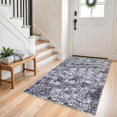 Acarpet Dark Blue Polyester Carpet(90 cm,  X 150 cm, Rectangle)