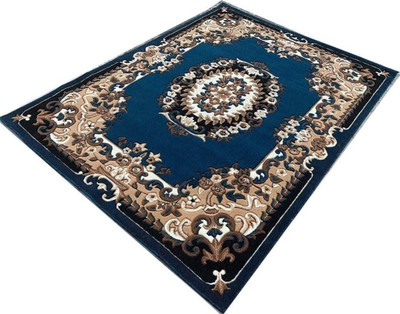 Samjeeda Handloom carpets Blue Silk Carpet(5 cm,  X 7 cm, Rectangle)