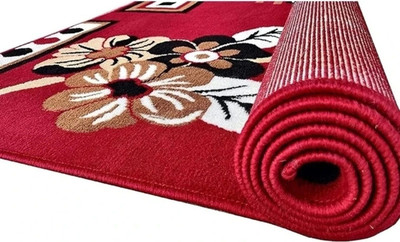 Sana Carpet 5 ft  X 7 ft Silk Carpet(Rectangle, Red)