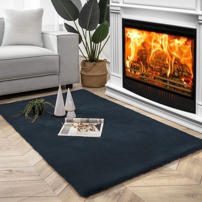 Ra handloom carpet Grey Polyester Carpet(90 cm,  X 150 cm, Rectangle)