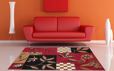 KAYNAT CARPET Red Acrylic Carpet(5 Feet,  X 7 Feet, Rectangle)