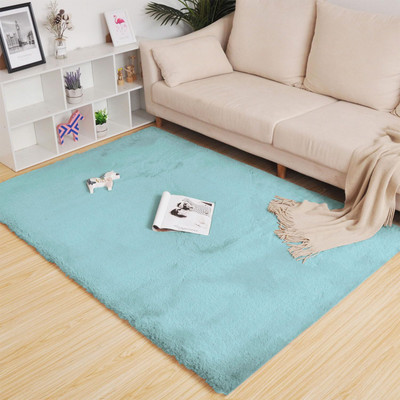 F i Light Blue Polyester Carpet(90 cm,  X 150 cm, Rectangle)