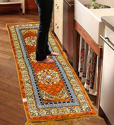 HOMESTIC Multicolor Velvet Runner(2 ft,  X 6 ft, Rectangle)