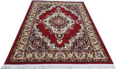 HR CARPET Red, Gold Acrylic Carpet(5 ft.,  X 7 ft., Rectangle)