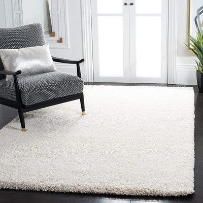 BhCarpet White Wool Carpet(4 ft,  X 6 ft, Rectangle)