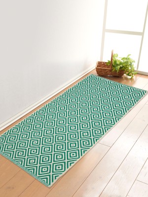 Saral Home Green Cotton Runner(2 ft,  X 4 ft, Rectangle)